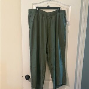 Women’s Green Linen wide-leg Pants